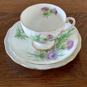 Vintage Bone China Teacup, Saucer, and Plate Set